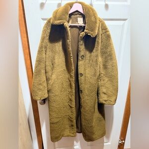 H&M Women's Olive Green Teddy Jacket